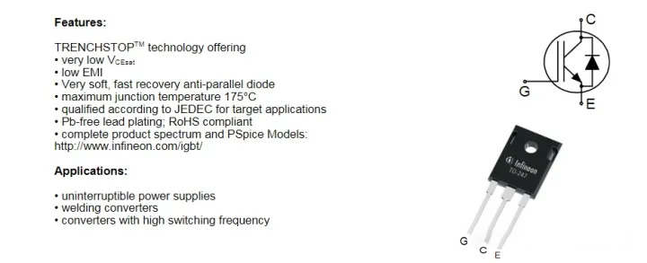 Get the IGBT pin diagram from the datasheet